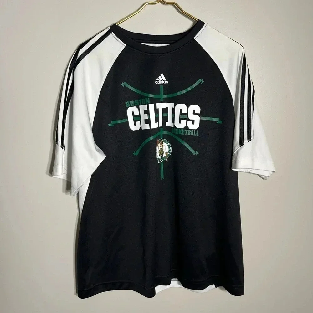 Adidas Boston‎ Celtics Warm-Up Shooting Jersey, Black/White/Green, Mens Medium